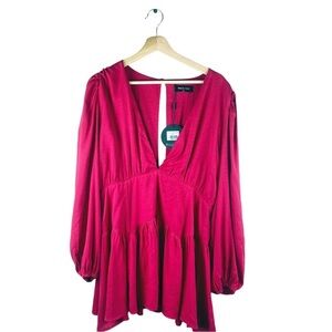 White Fox True to You Long Sleeve Mini Dress Pink Size XL New